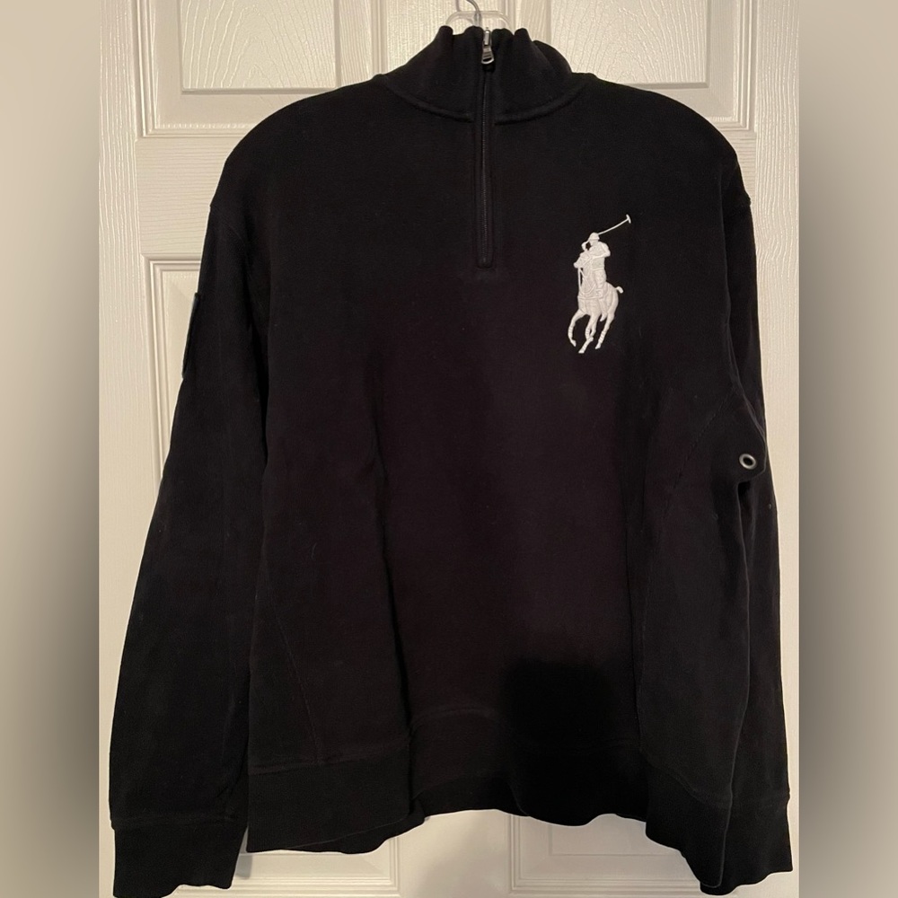 Rare find! Polo by Ralph Lauren Black, Long Sleeve, quarter zip size Large